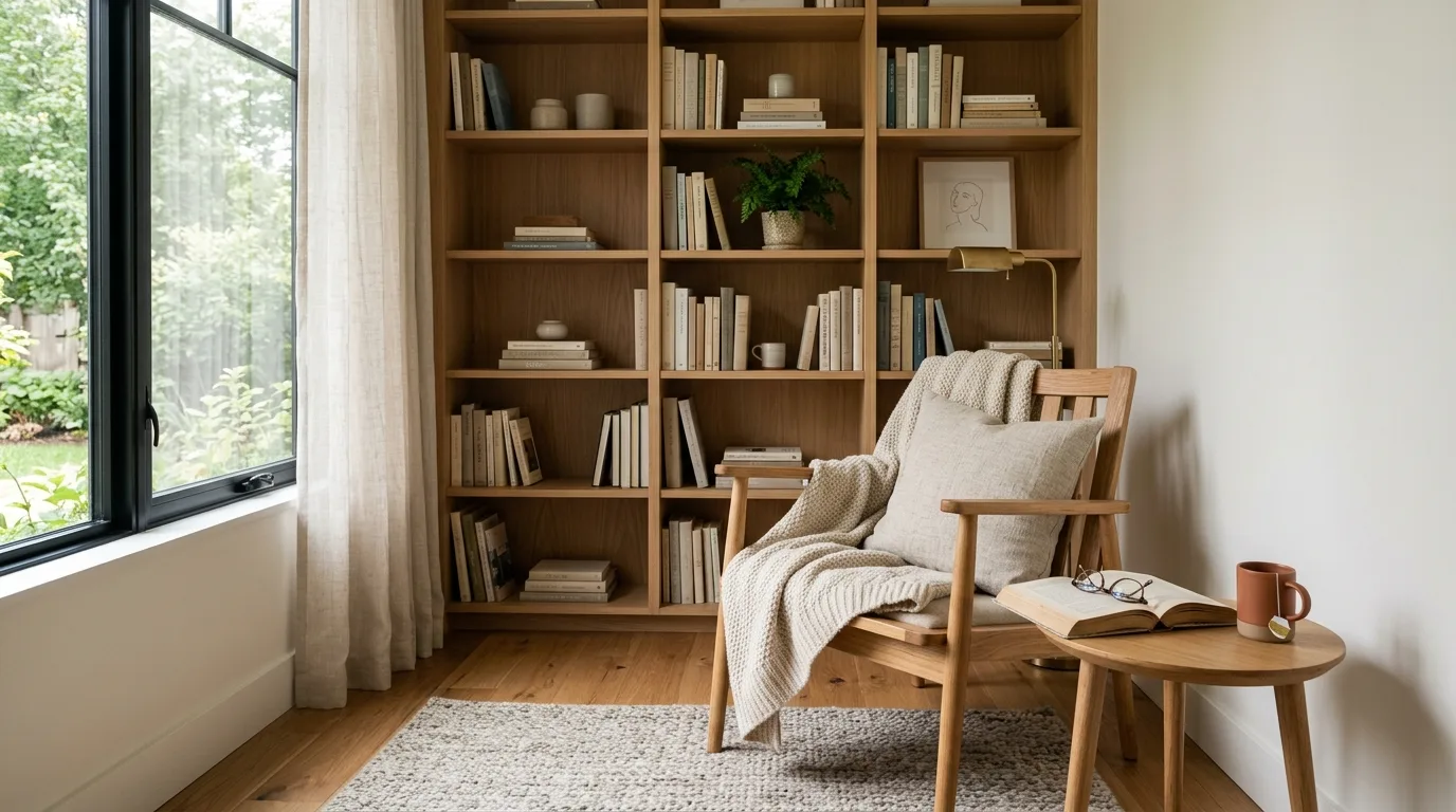 Keep books close enough to reach without effort inspiration for a reading nook.